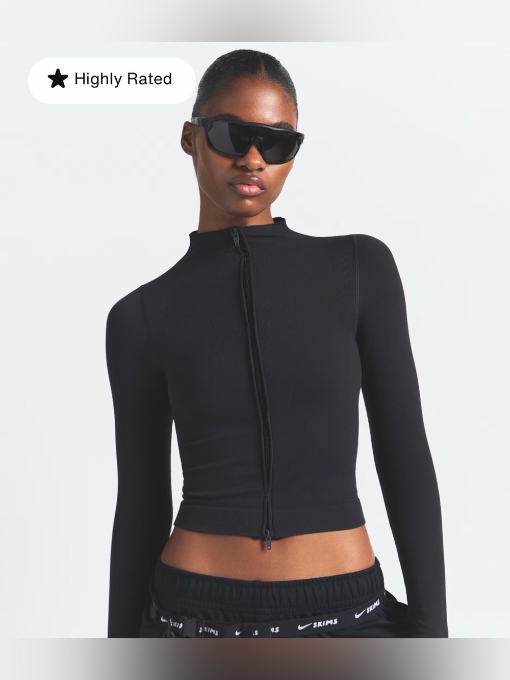Nike SKIMS VINTAGE SEAMLESS FULL ZIP JACKET | OBSIDIAN LARGE